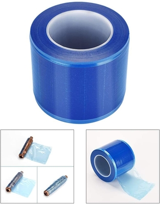 Film médical auto-adhésif de barrière de 1200 feuilles de film bleu de barrière protectrice de polythène avec le distributeur