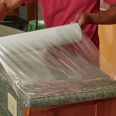 Le PE transparent de plancher de marbre de protecteur de partie supérieure du comptoir de granit protègent le film clair en plastique de protection de bois dur de film